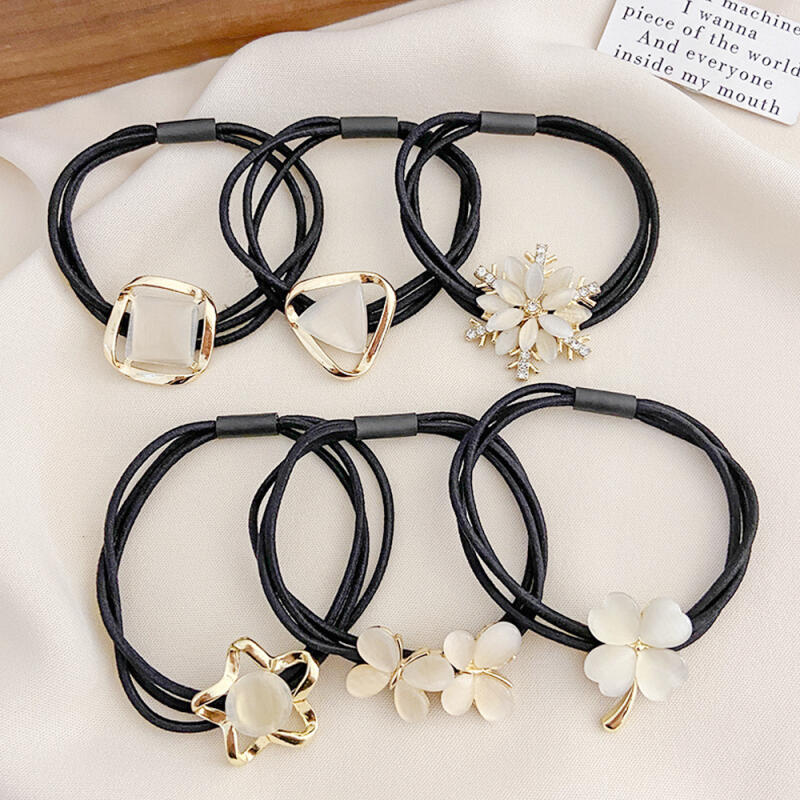 Cat s Eye White Gem Hair Band 5P SET 5P evenly