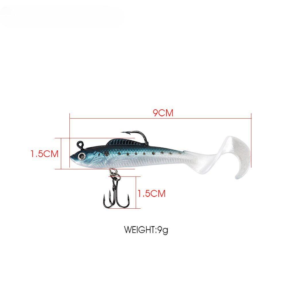 Jigkopf Blei Weichköder 1 stücke Silikon Künstliche Köder 9 cm/9g Angelköder Bass Karpfenangeln Pesca