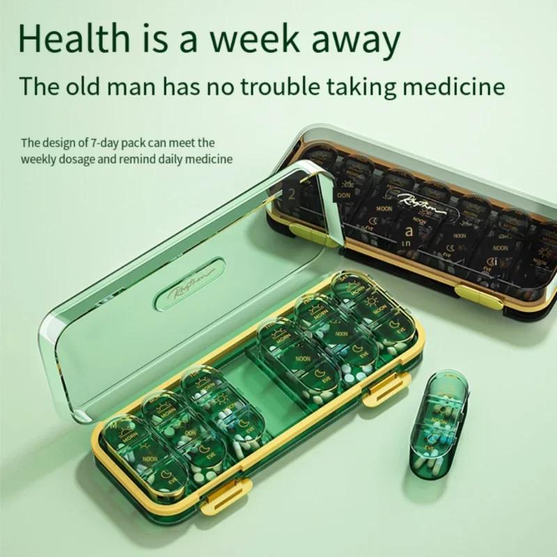 Seven-Day Pill Boxes Medicine Box 21 Compartment Portable Pill Box Large Capacity Portable Medicine Box Pastilleros Medicaments