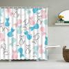 Cartoon Cute Shower Curtain, Funny Animals Cat Rainbow Colorful Butterfly Kids Boys Girls Bathroom Bathtub Screen Decoration
