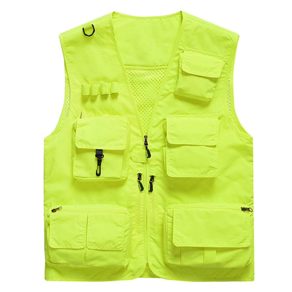 

AOWOFS Сетчатый рыболовный жилет с множеством многофункциональных карманов для и работы, доступный в больших размерах для мужчин, легкий, дышащий, быстросохнущий, для рыбалки, жёлтый