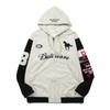 Pánská mikina s kapucí a výšivkou, se zipem vpředu, z těžké směsi bavlny a polyesteru, ležérní streetové oblečení
