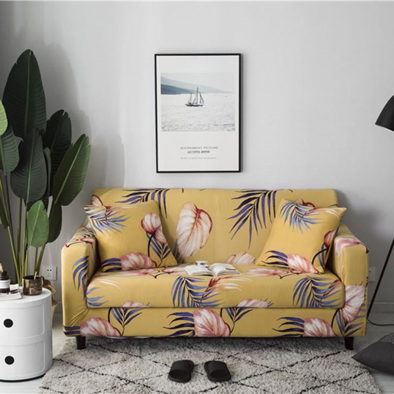1pc Printed Stretch Sofa Cover, Non-slip Printed Floral Sofa Slipcover Non-Slip & Anti-Scratch for Pets Sofa Protector