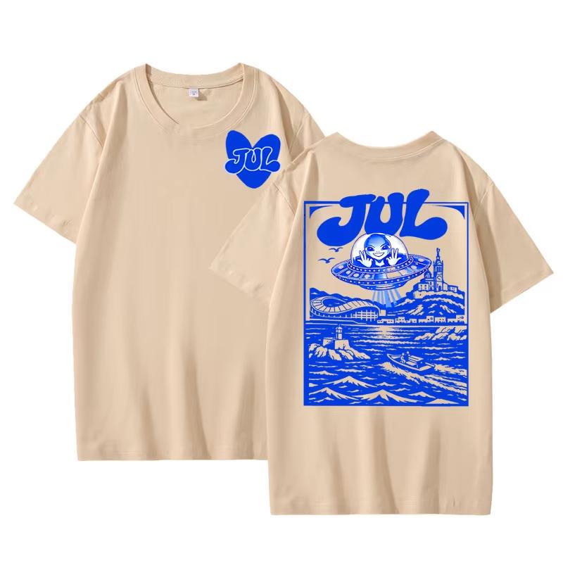 Rapper Jul Printed T Shirt Men Women Casual French Rap Artist Merch T-shirt Cotton Short Sleeve Tshirt Clothes Tops
