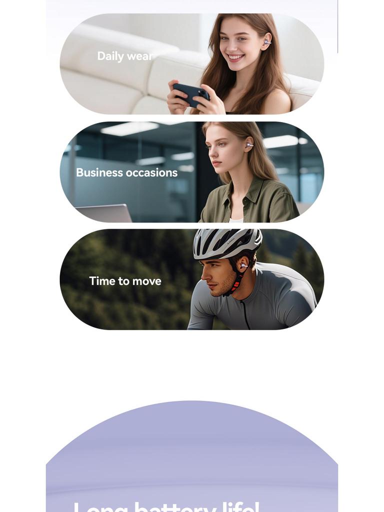 Cross-border Clip-on Bluetooth Earbuds, Wireless Sports Design, Non-in-ear, Long Battery Life, Hot Selling 6.0.