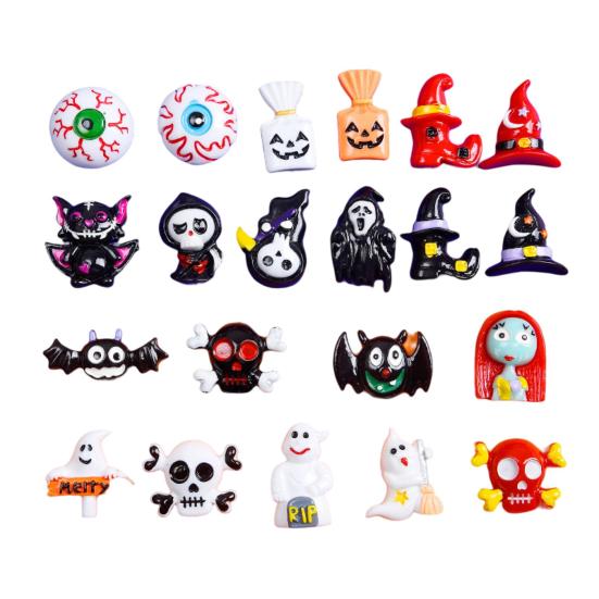 

10 шт., плоские аксессуары из смолы для Хэллоуина, милый призрак, взрыв, череп, ведьма, мини-украшение для глазного яблока, смешанный