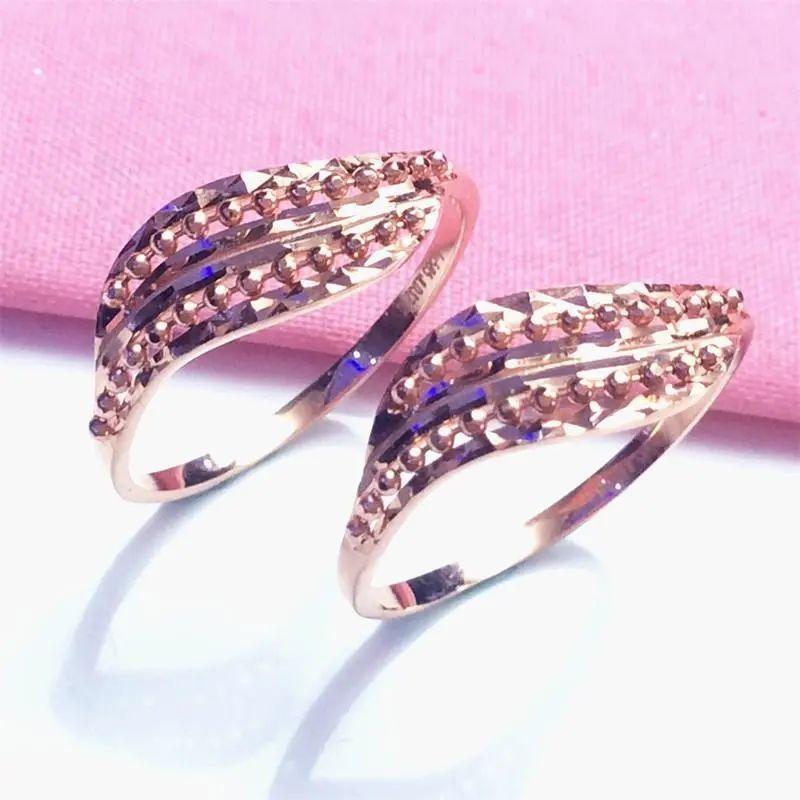 Purple Gold Colored Gold Shiny Round Bead Ring Women S Fashion Sweet Temperament Senior Rose Gold Plated Open Ring