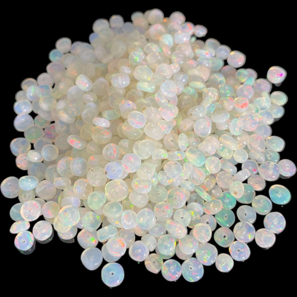 Ethiopian Opal Beads: Natural White Rondelle Gemstone Beads (3-4mm)