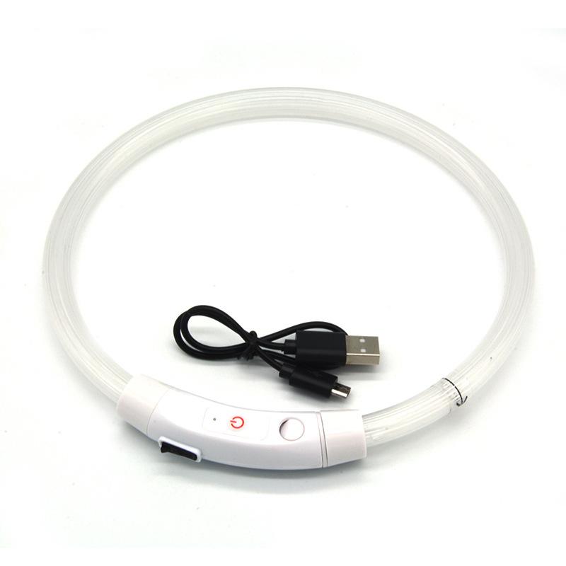 USB Rechargeable LED Fiber Optic Collar for Pets Luminous Anti-Lost Dog Accessory Outdoor Light Collar