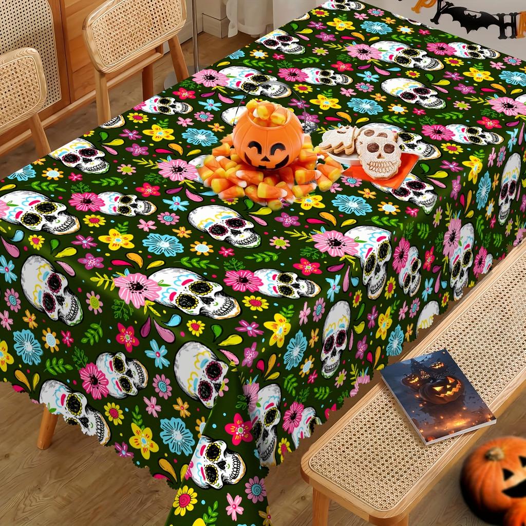Colorful Calavera Rectangle Table Cloth for Table Decor Kitchen Dining Waterproof Reusable Tablecloth for Tables Party Picnic