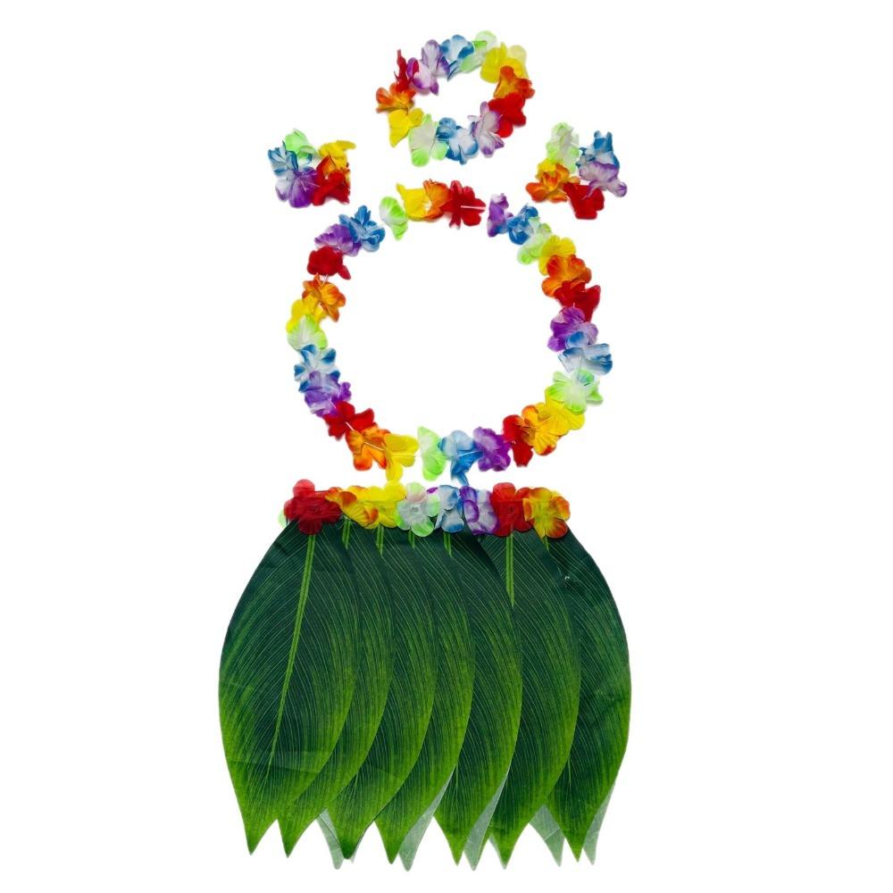 5Pcs Simulation Leaf Complete Dance Outfit Unisex Beach Party Wear Hawaiian Themed Events