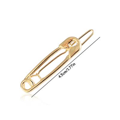 2pcs Gold Hair Clips for Women Girl Chic Safety Pin Hairpins Brooch Pin Shape Barrettes Hair Accessories Jewelry Gift