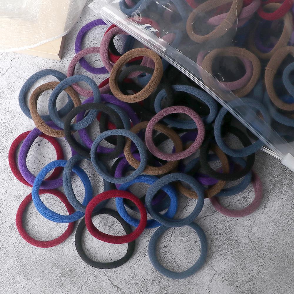 25 Colors 50/100PCS Elastic Black Hair Bands Ties 4cm Solid Color Headband for Women Girls Hair Accessories Gift Ponytail Holder