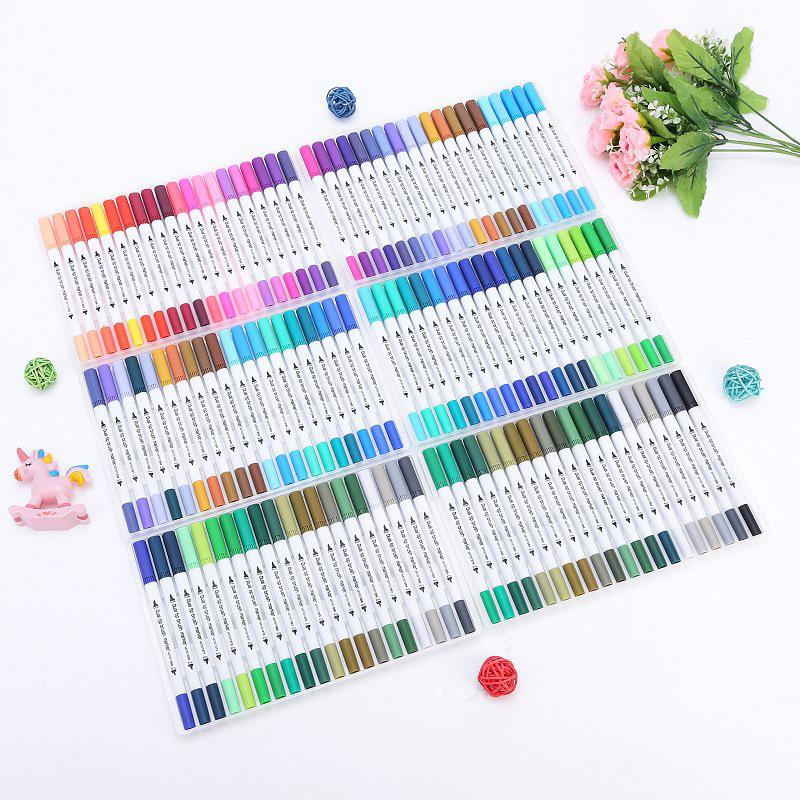 Soft-Headed Dual-Tip Watercolor Pen Set - 120, 72, 60 Colors for Art & Children's Painting
