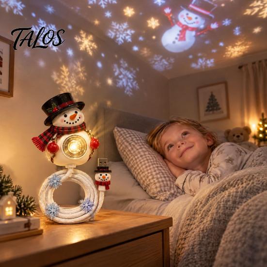 Xmas Party Decoration Supplies Christmas Projector Light, USB Powered Snowman Ceiling with 6 Patterns, Cozy Warm Lighting for Holidays Flexible