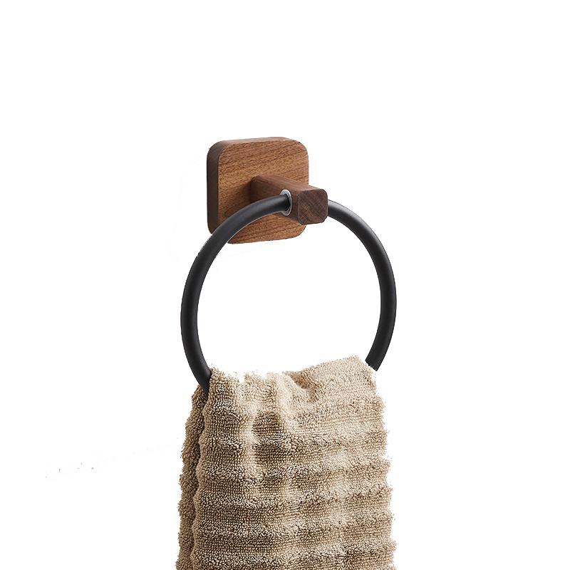 Wood Bathroom Towel Rings Wall Mounted Towels Holder Aluminum Toilet Clothes Holder Hand Towel Holder Bathroom Accessories