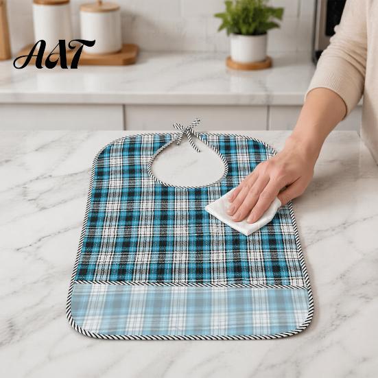 Double Sided Adult Bibs Double-sided Waterproof Bib, with Adjustable Neck Strap, Wide Adaptive Clothing for Seniors Crumb Catcher Large Washable