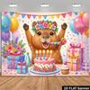Fundo de Aniversário de Capivara Fofa 2D, Coroa de Flores e Bolo Fundo para Fotografia