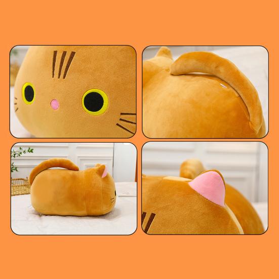 Cat Doll Plush Toy Stress Relief Soft Fluffy PP Cotton Fabric Huggable Animal Pillow Doll Snuggly Sensory Toy