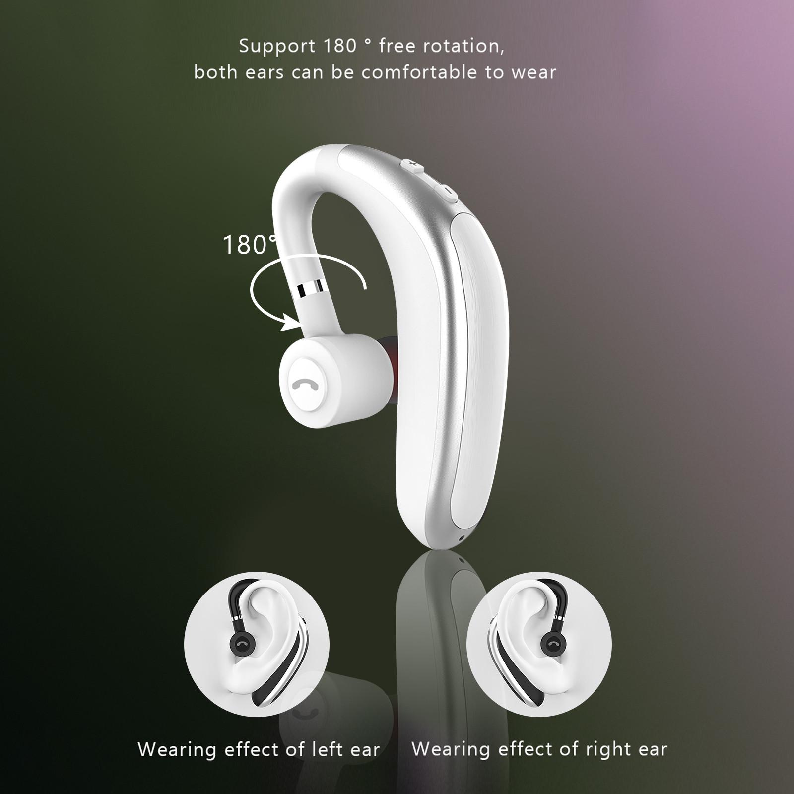 

Новая Bluetooth-гарнитура для ушей высокой мощности с длительным временем ожидания для бизнеса и спорта белый