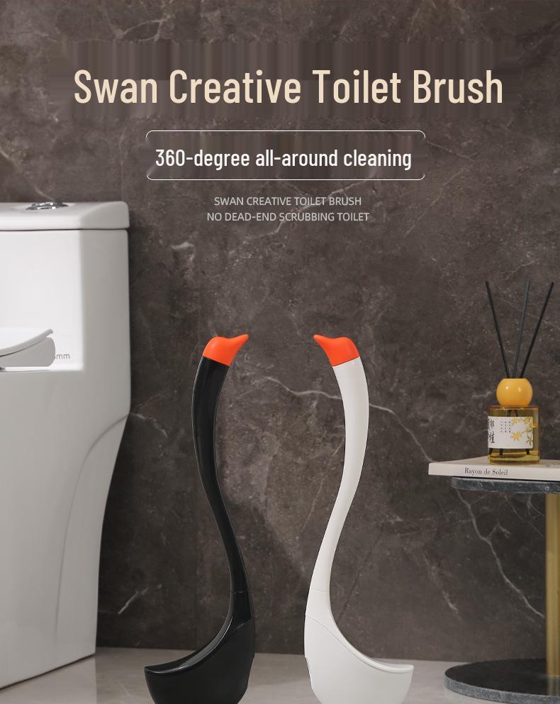 Swan Toilet Brush with Base - Fashionable Household Bathroom Cleaner for Squat Toilets