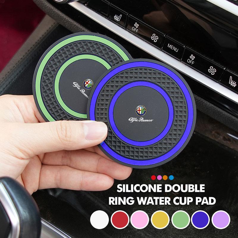 Car Logo Water Cup Pad Anti-slip Coaster Mat Auto Accessories For Alfa Romeo 159 Giulietta Giulia 147 Mito 156 159 166 GT Zj9