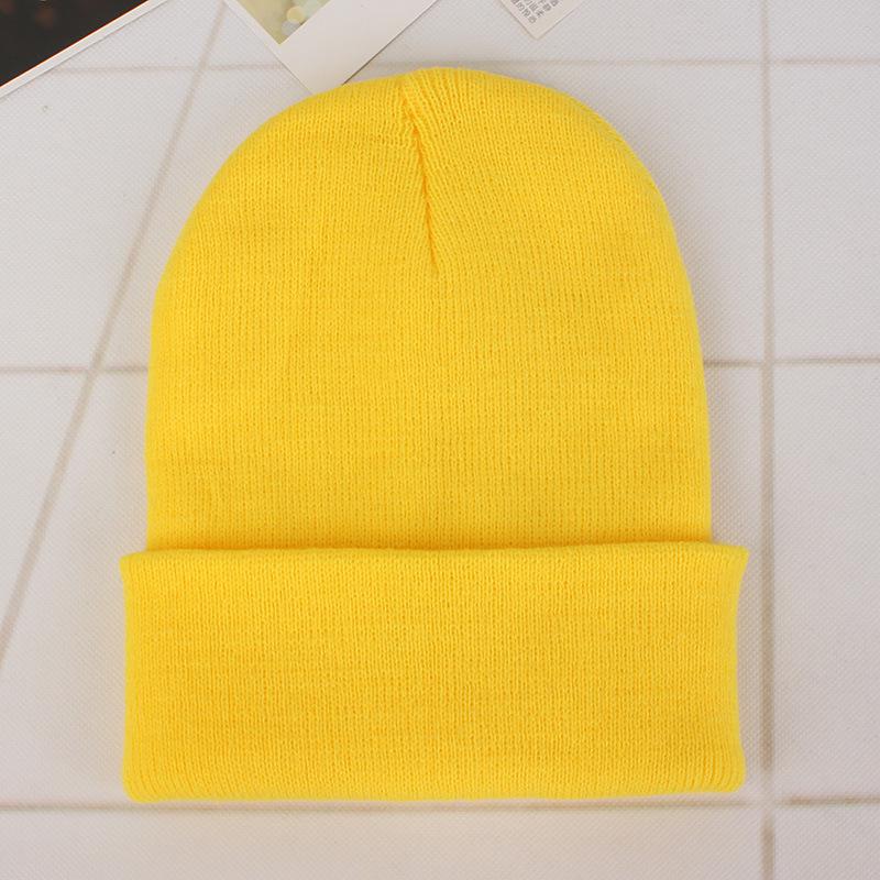 Unisex Fluorescent Acrylic Beanie – European and American Candy Color Knit Hat for Autumn and Winter