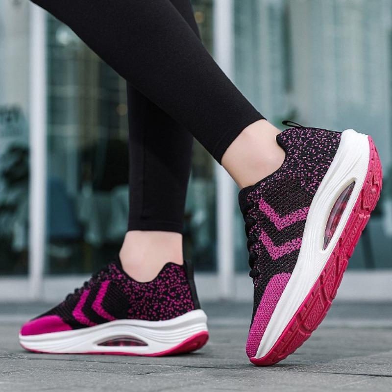 Dames Nye Mesh Kilehæl Høydeøkende Grunne Fritidssko