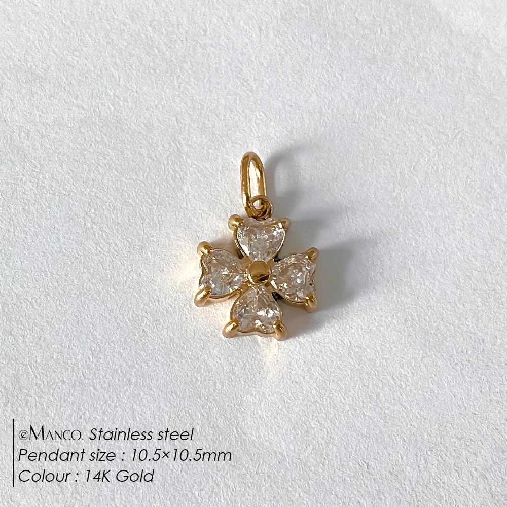 

eManco Подвеска-клевер из нержавеющей стали с позолотой 14 карат и разноцветным цирконом для серег или ожерелья своими руками белый