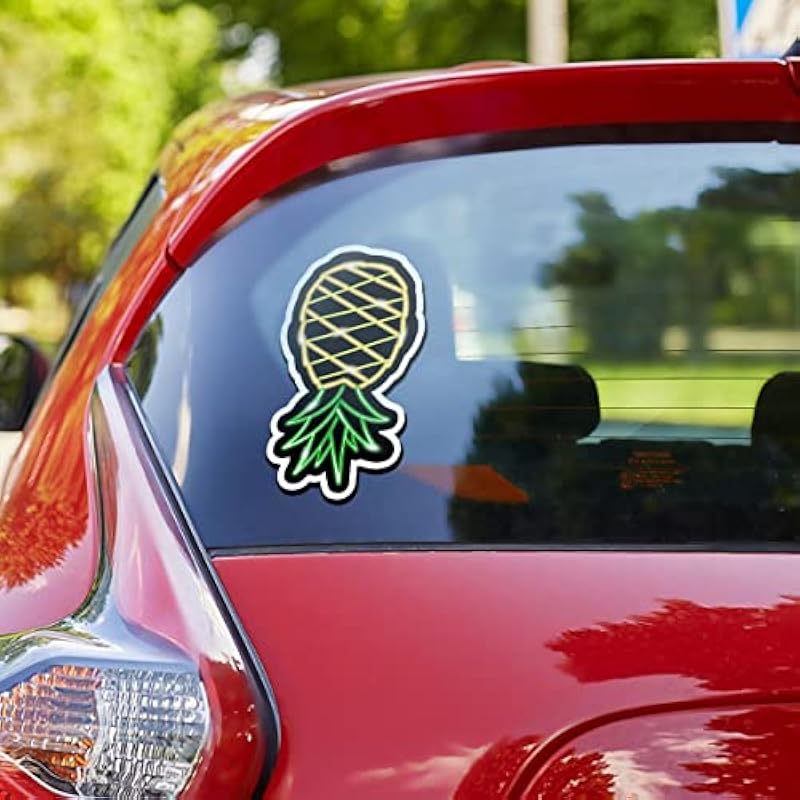 Funny Upside Down Pineapple - Swinger Party 80s Retro Gift Decorations - 3inch Vinyl Stickers, Laptop Decal, Water Bottle Sticker (Set of 3)