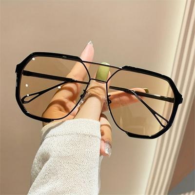 Modische polygonale Punk-Sonnenbrille mit großem Rahmen, fortschrittlicher Look, übergroße Schutzbrille, einteilige Sonnenbrille für Damen & Herren