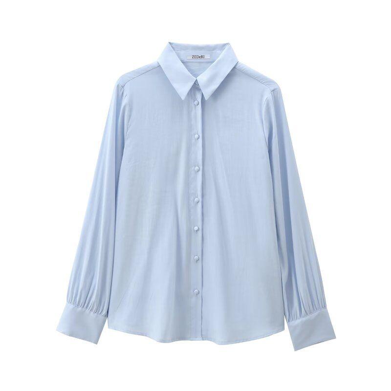 Fashion Style 2024 Fall and Winter New Women's Clothing Lining Button Decoration Long Sleeves Lapel Casual Shirt 2157227