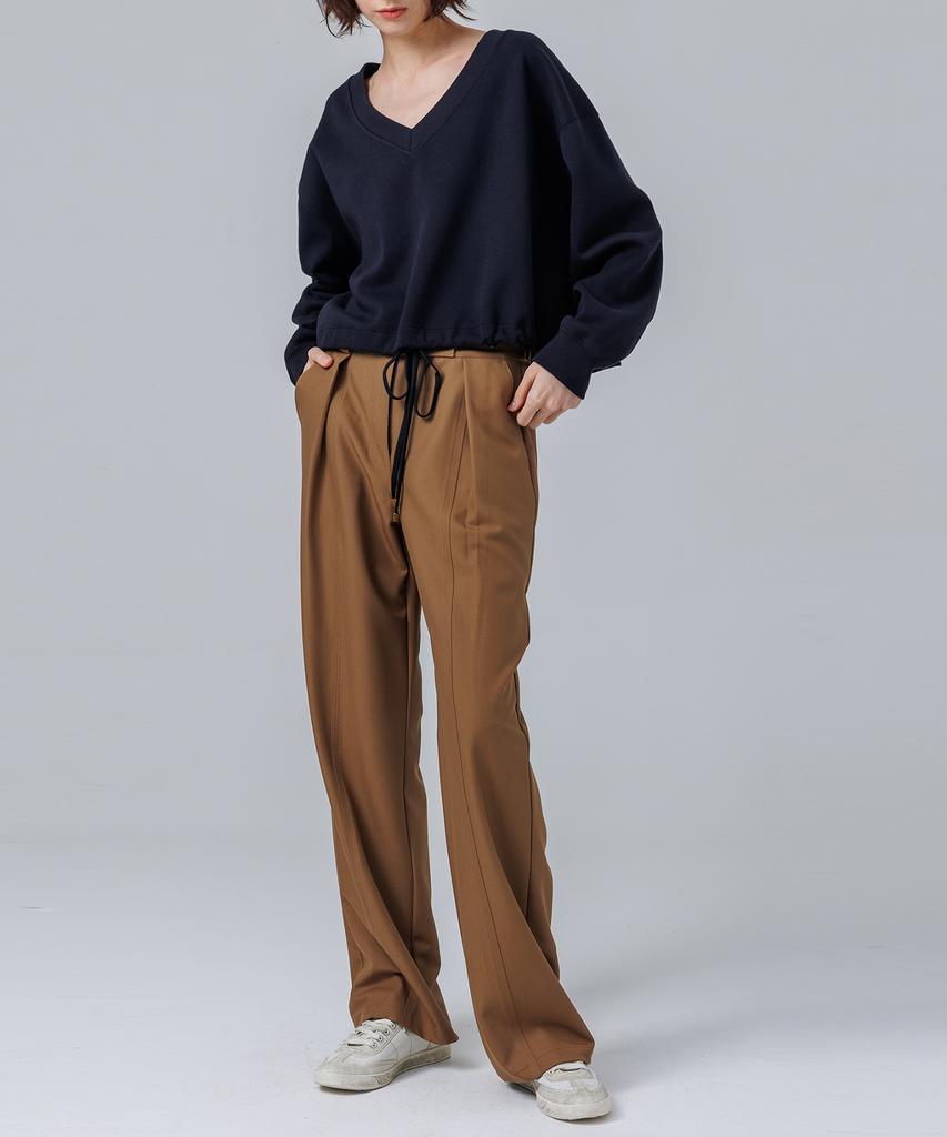 PAGE Pintuck Banding Pants_Brown
