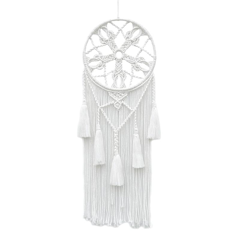 

AEE4-Macrame Dream Catchers For Bedroom Adult Dream Catcher Wall Decor Large Boho Wall Hanging With Woven Leaves Decoration білий