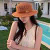 Sun Protection Straw Boater Hat Lightweight Flat Top Beach Hat Handwoven Sun Cap  Garden Tea Party