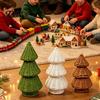 Rustic Christmas Shop Props Handwoven Rattan Tree, Cone Xmas Tree Tabletop Ornament, Holiday Window Display Centerpiece for Mantel Fireplace