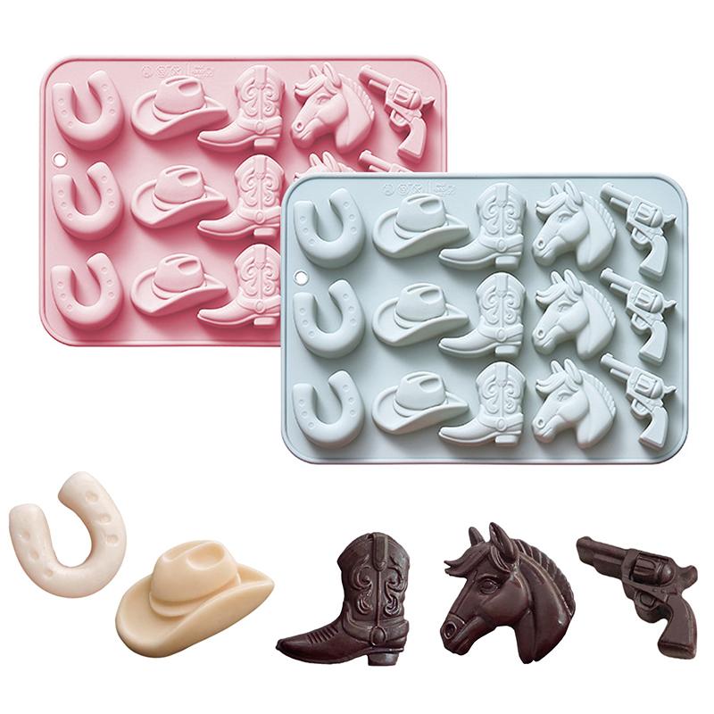 Cowboy Chocolate Molds,Cowboy Hat Boot Horse Saddle Shape Silicone Candy Molds Western Themed Party Baking Moulds