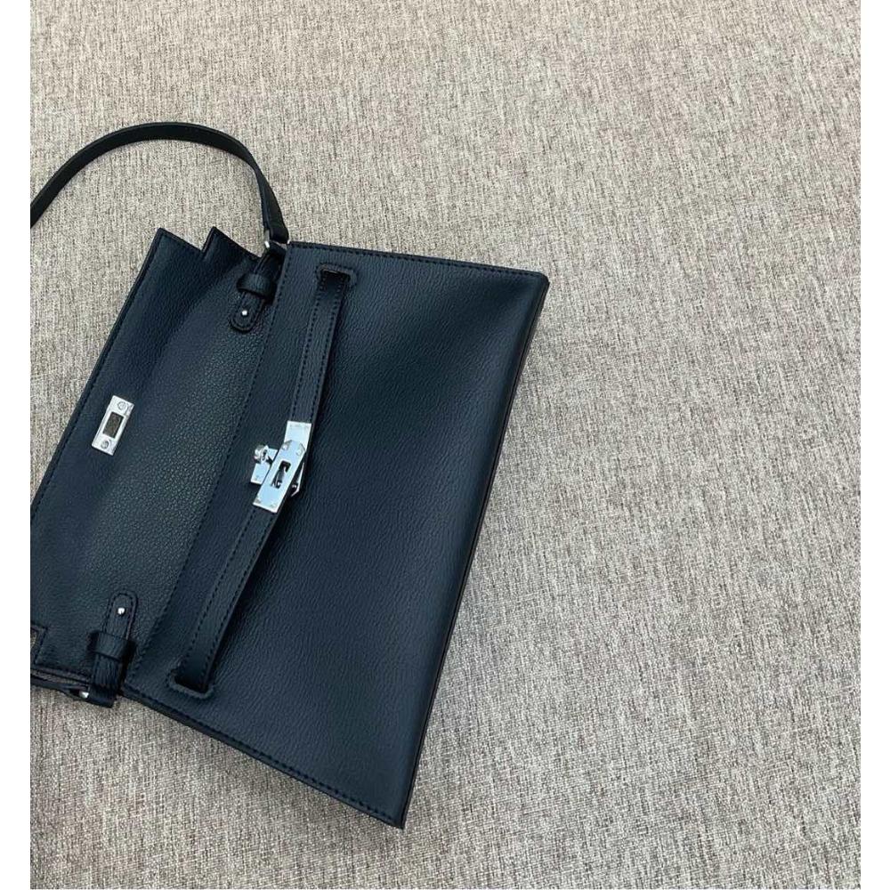 Luxus-lite Kelly-Tasche aus Rindsleder mit Ziegenprint, Unterarmtasche aus echtem Leder, Single-Shoulder Crossbody-Tasche, Retro und vielseitige Damentasche