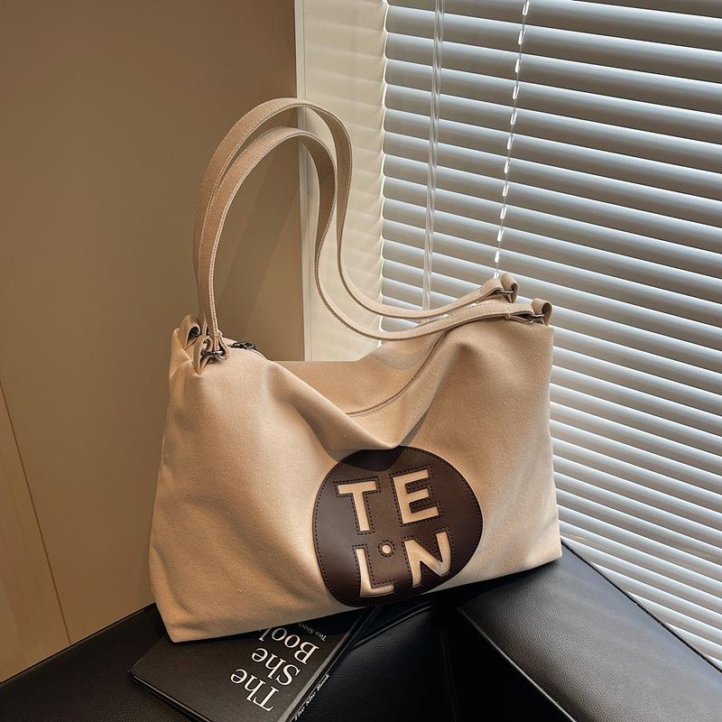 

Холщовая сумка большой вместимости женская новая универсальная литературная на одно плечо для студентки на занятия, для поездок на работу, сумка-тоут хаки