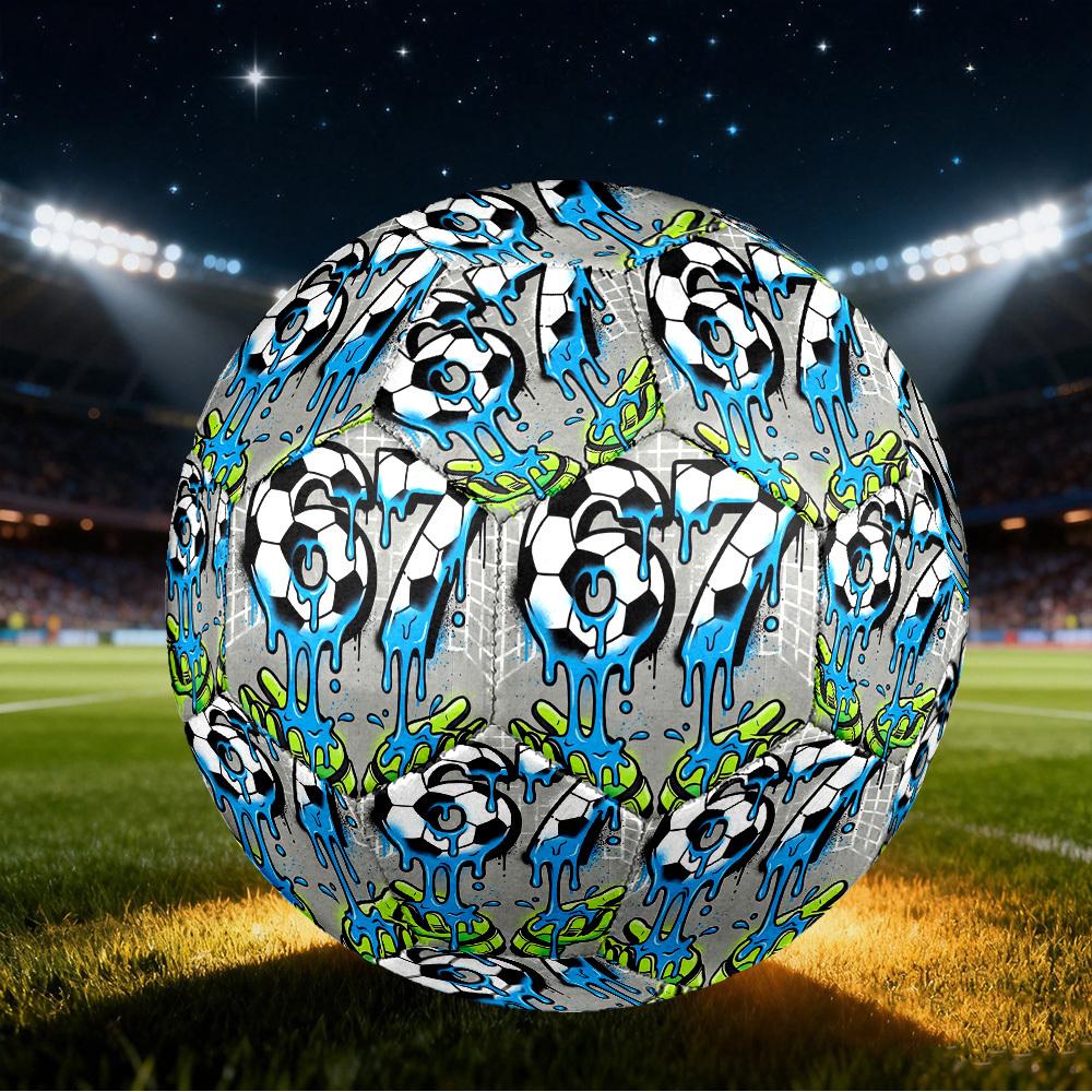 1pc Soccer Street Art Size 5 Soccer Ball Professional Match Training Football Indoor &Outdoor Sports Ball Lightweight Durable c6564