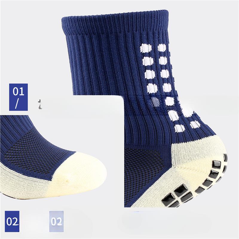 Men's Anti-slip Towel-soled Sports Socks with Glue Dispensing, Mid-calf Football Socks