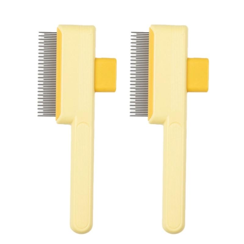SelfCleaning Pet Detangling Brush Fine Teeth Hair Comb For Small to Large Dog Loose Furs Deshedding Grooming Tool 2pcs