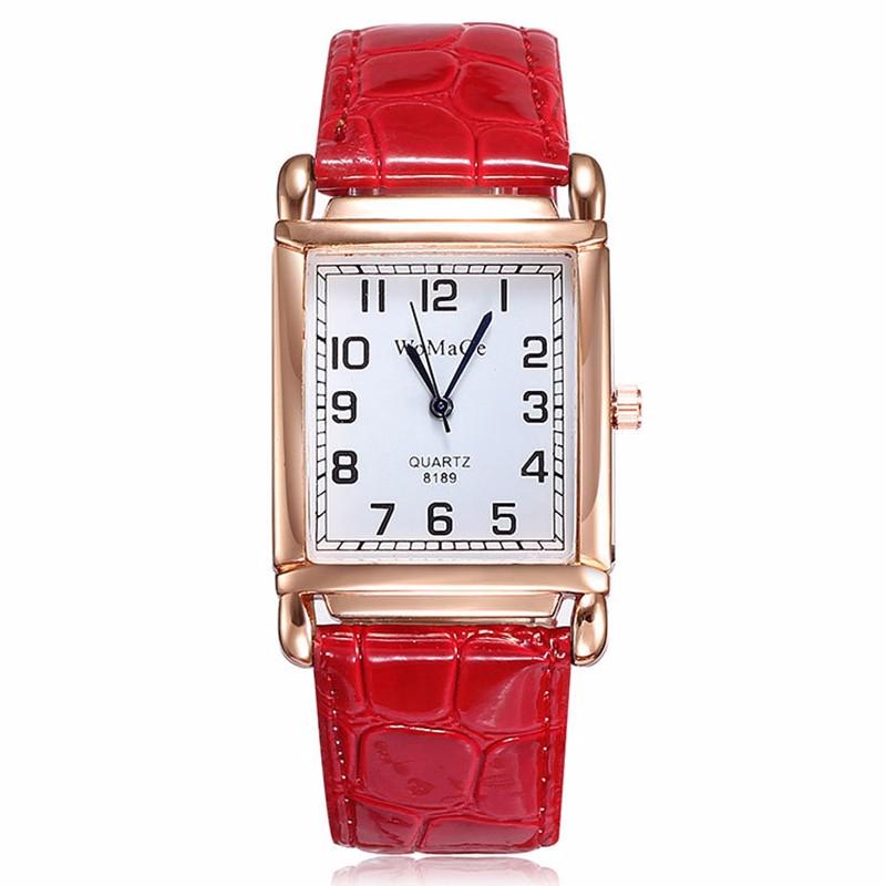 

Women Watch Square Quartz Wristwatch Rectangle Leather Female Clock