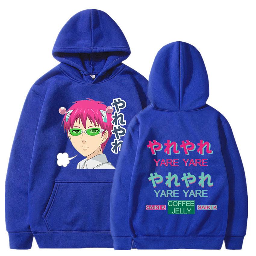 Anime Katastrofální život Saiki K Mikina s kapucí Vintage tisk Mikiny Saiki Kusuo Unisex Dámská Módní Mikina Nadměrná Mikina