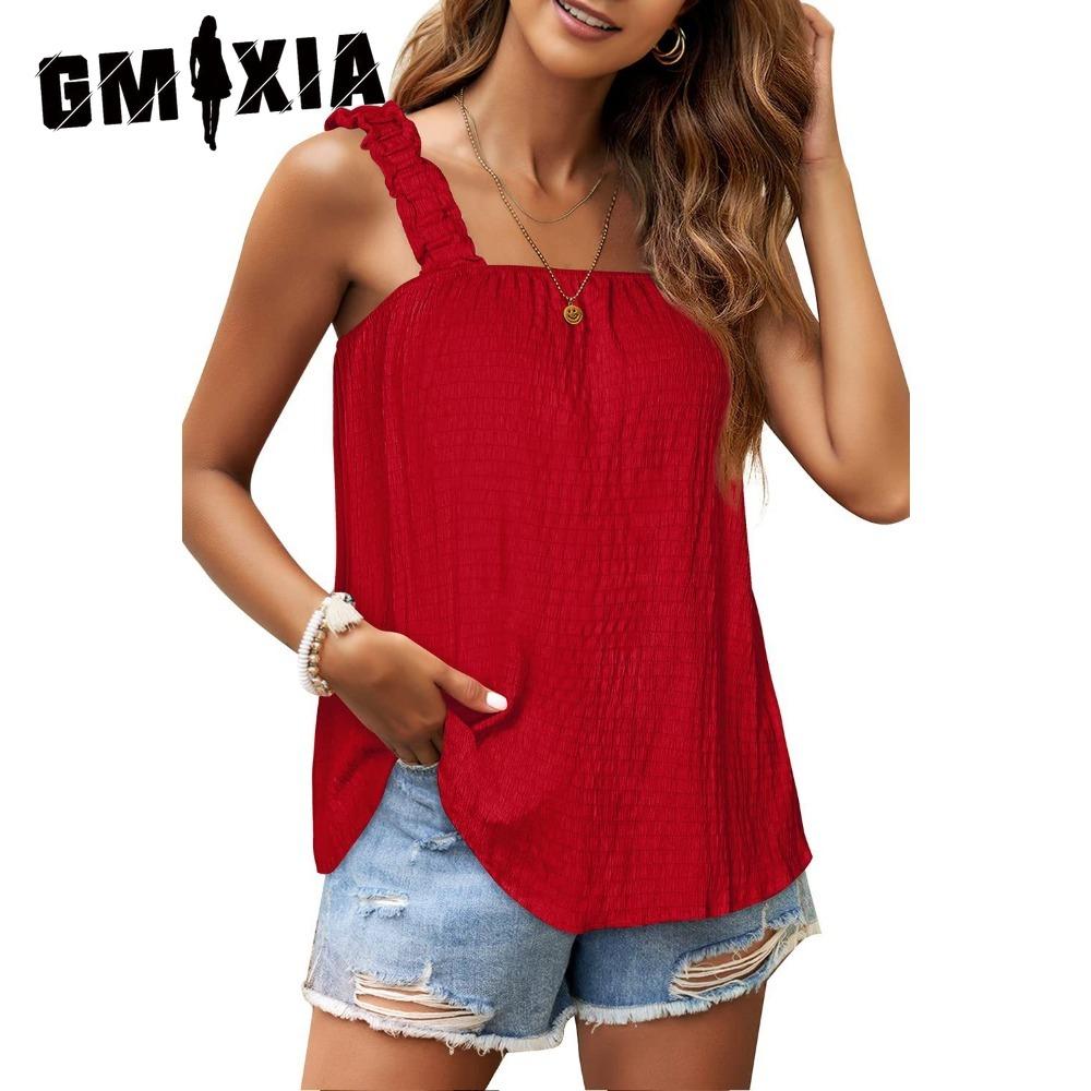 GMXIA Spring and Summer Pit Elastic Solid Color Halter Vest Top for Women's Wear