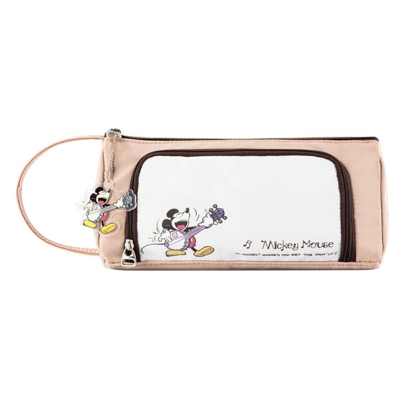 Mickey Mouse Vintage Double Layer Large Capacity Pencil Case With Polyester Storage For Students