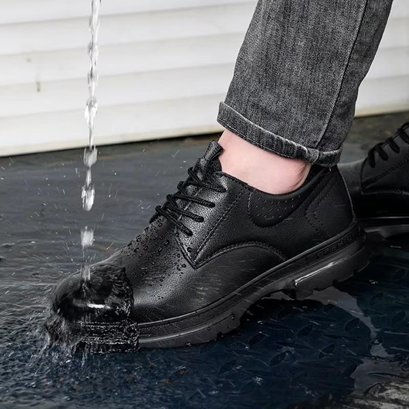 Cow Leather Male Safety Shoes Genuine Leather Work Shoes Puncture-Proof Indestructible Shoes Waterproof Protective Shoes Boots