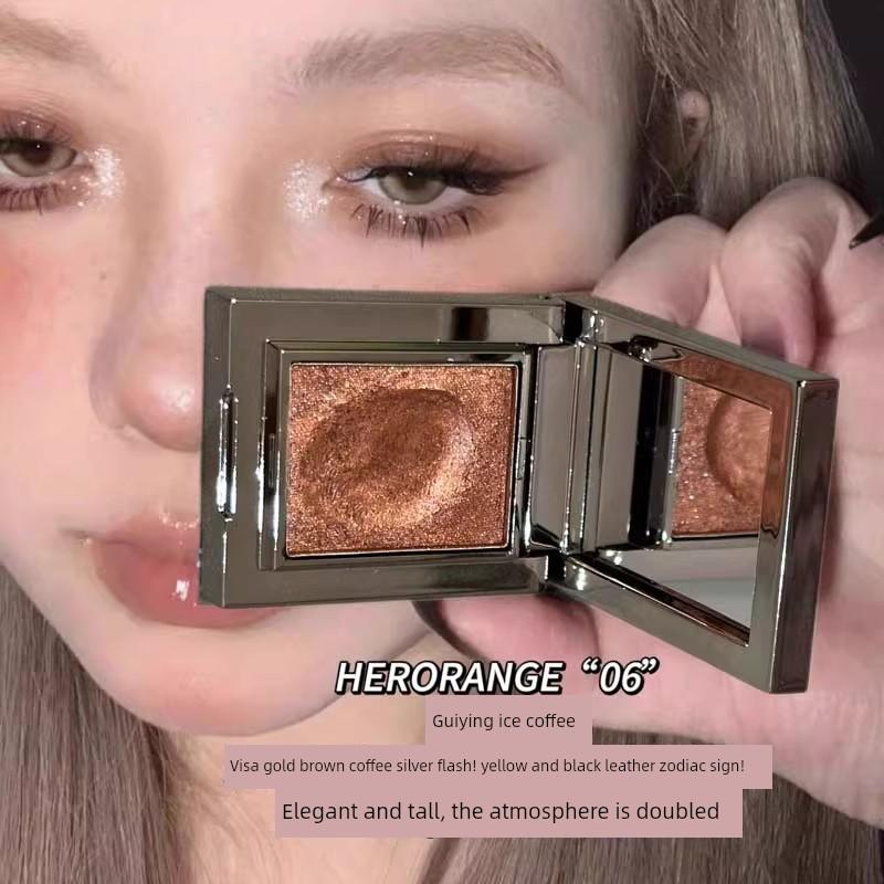 Ice Brown Sparkle! Gray Pink Eyeshadow, Crystal Powder, Single Color Sparkling Pearlescent Multi-Use Cream Base Eyeshadow, Eliminates Smoky Look