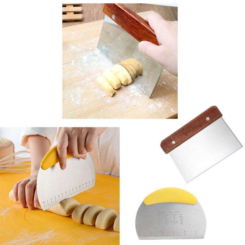 Thickened Stainless Steel Cake Dough Cutter Food Grade Silicone Baking Tool Pastry Scraper for Cake Steamed Buns and Dough