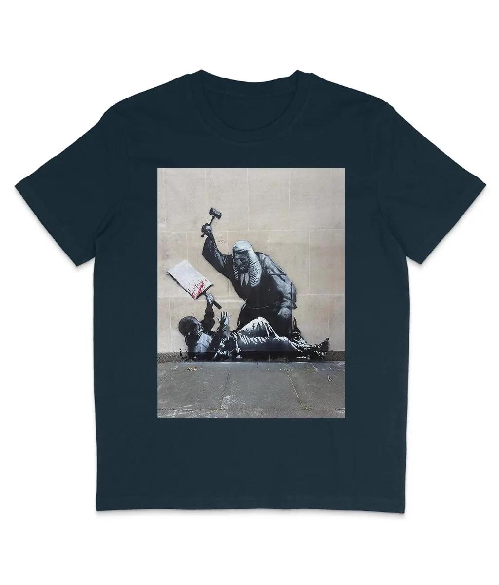

Best Selling Banksy Royal Courts of Justice Graphic T Shirts Retro Streetwear High-quality Crew-neck Short-sleeved Men s T-shirt 4XL